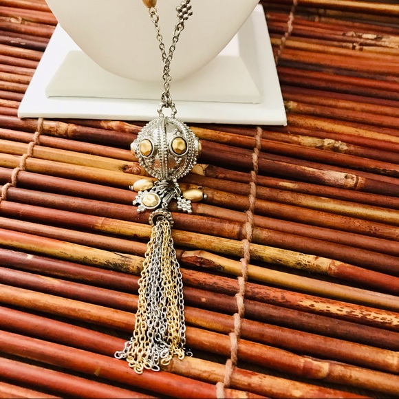 Chico’s Sirena Long Necklace Ball Tassel NWT - Picture 7 of 8